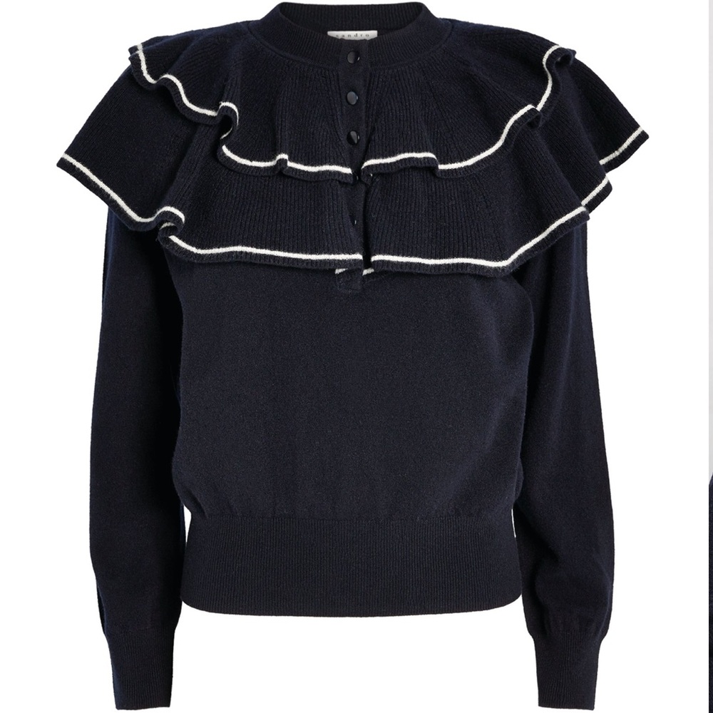 SANDRO Wool Ruffled Sweater